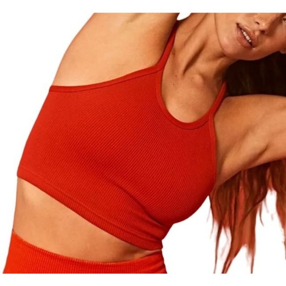 Free People Tops - NEW FREE PEOPLE FP MOVEMENT SUMMER CHERRY RED HAPPINESS RUNS CROP TANK NWOT SZ:X